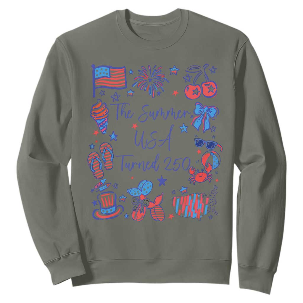 The Summer USA Turned 250 1776 2026 4th of July Sweatshirt TS11 Military Green Print Your Wear