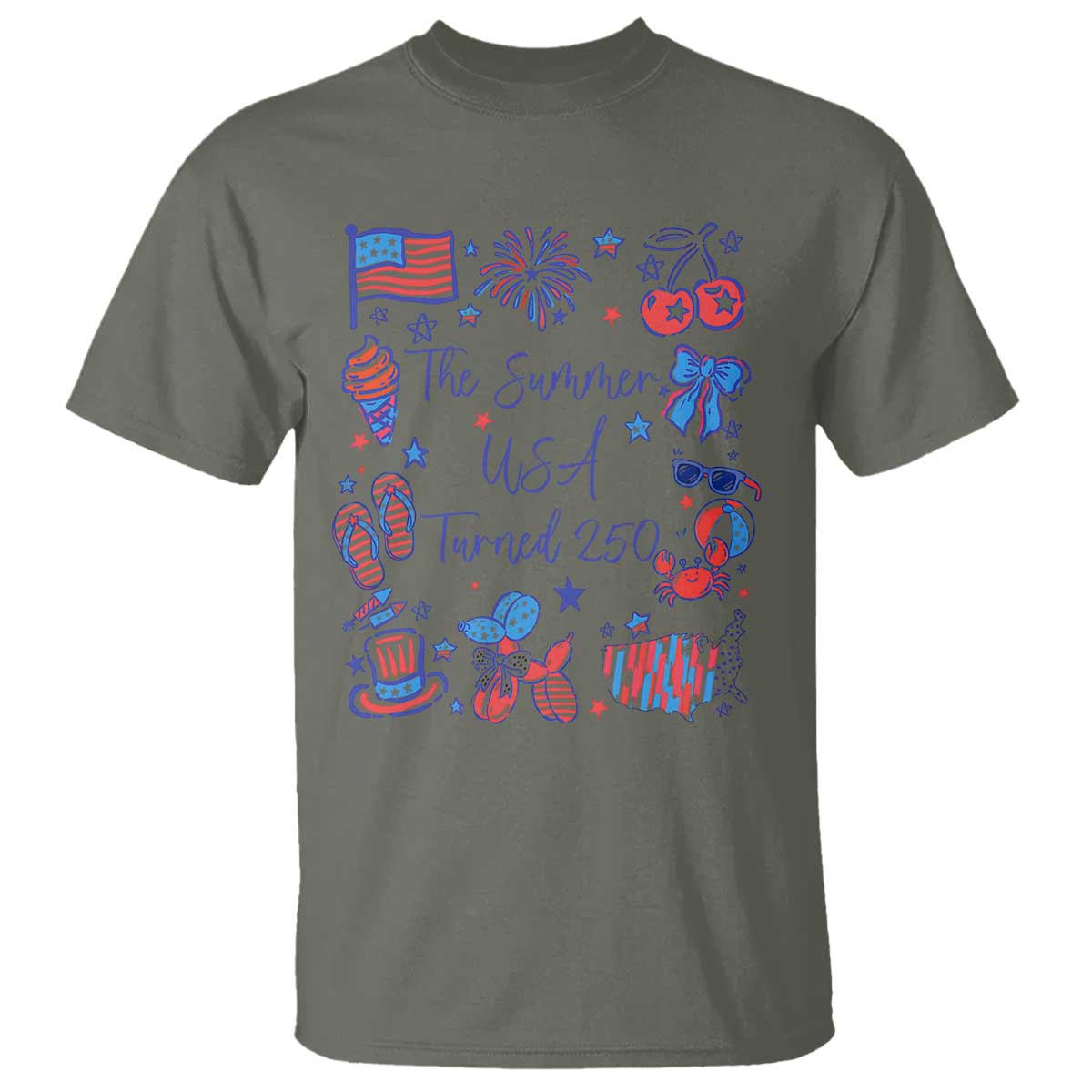 The Summer USA Turned 250 1776 2026 4th of July T Shirt TS11 Military Green Print Your Wear
