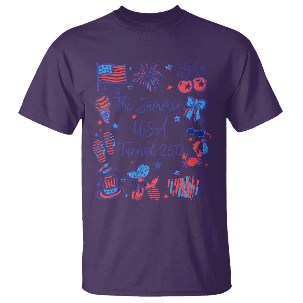 The Summer USA Turned 250 1776 2026 4th of July T Shirt TS11 Purple Print Your Wear