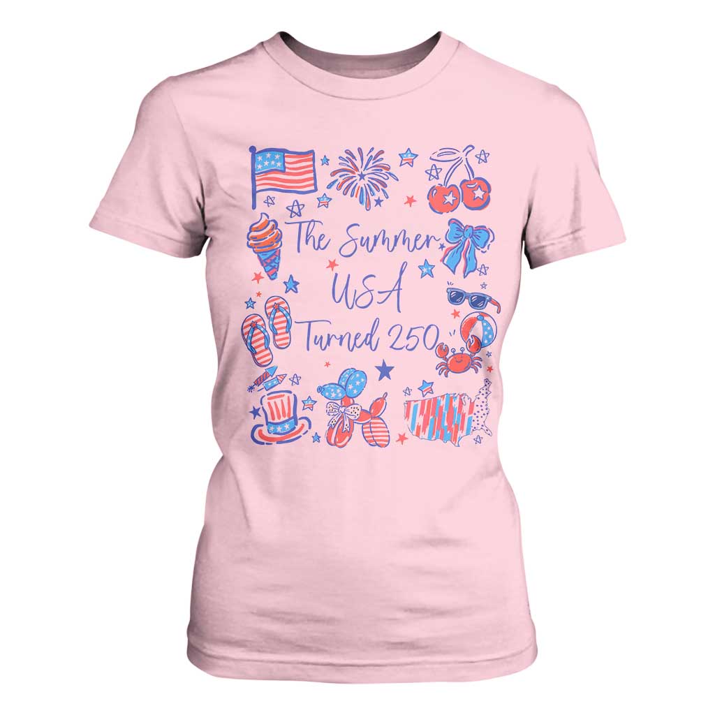 The Summer USA Turned 250 1776 2026 4th of July T Shirt For Women TS11 Light Pink Print Your Wear