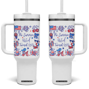 The Summer USA Turned 250 1776 2026 4th of July Tumbler With Handle TS11 One Size: 40 oz White Print Your Wear