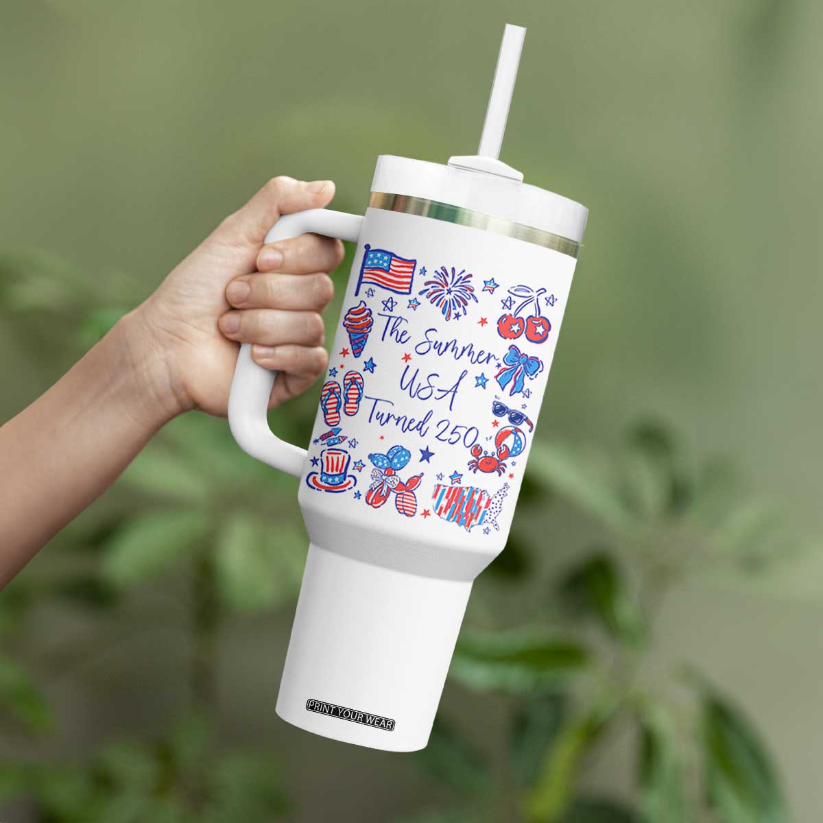 The Summer USA Turned 250 1776 2026 4th of July Tumbler With Handle TS11 Print Your Wear