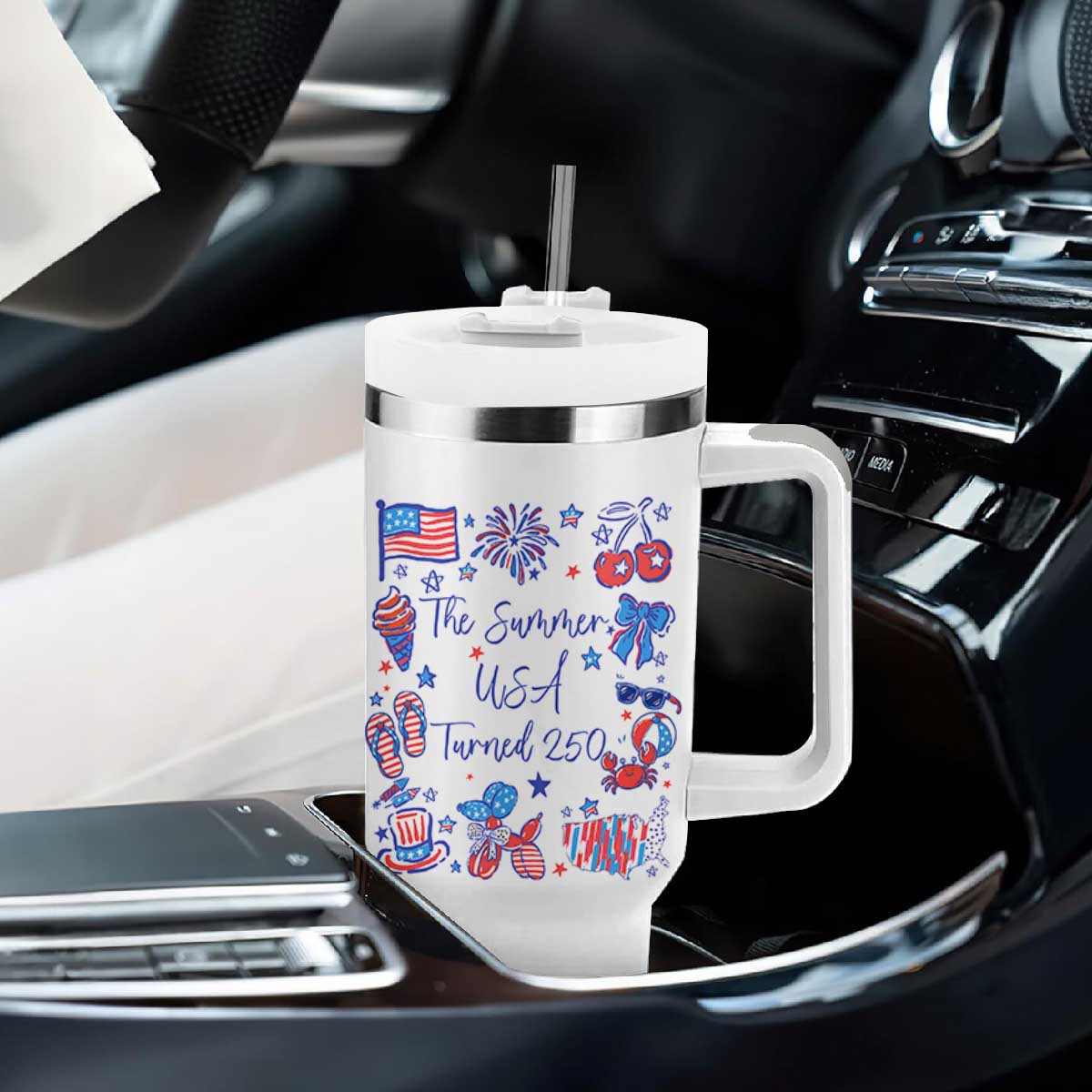 The Summer USA Turned 250 1776 2026 4th of July Tumbler With Handle TS11 Print Your Wear