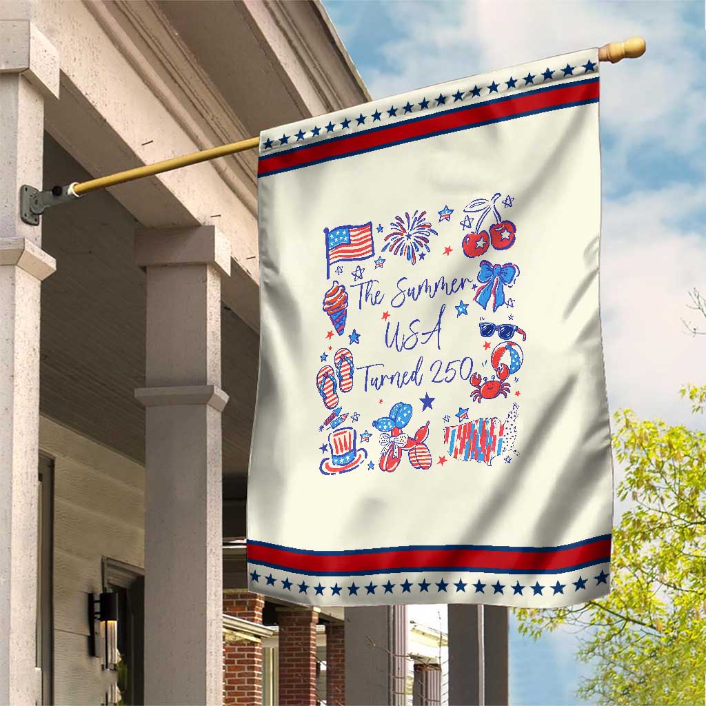 The Summer USA Turned 250 1776 2026 4th of July Patriotic Garden Flag TS11 Modern Beige Red Print Your Wear