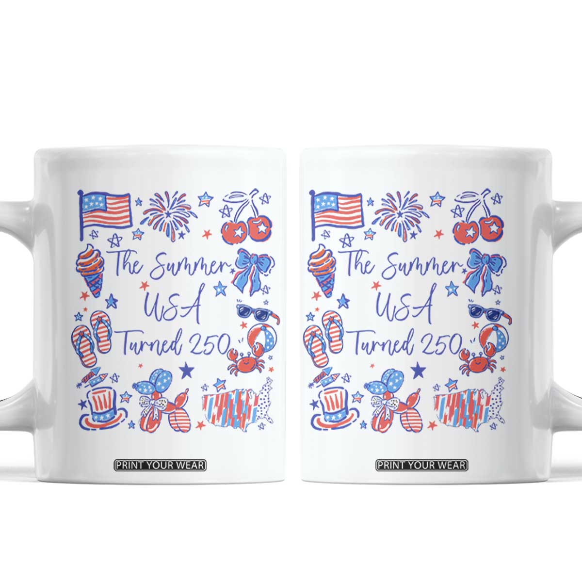 The Summer USA Turned 250 1776 2026 4th of July Coffee Mug TS11 White Print Your Wear
