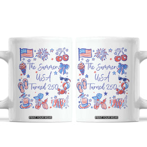 The Summer USA Turned 250 1776 2026 4th of July Coffee Mug TS11 White Print Your Wear
