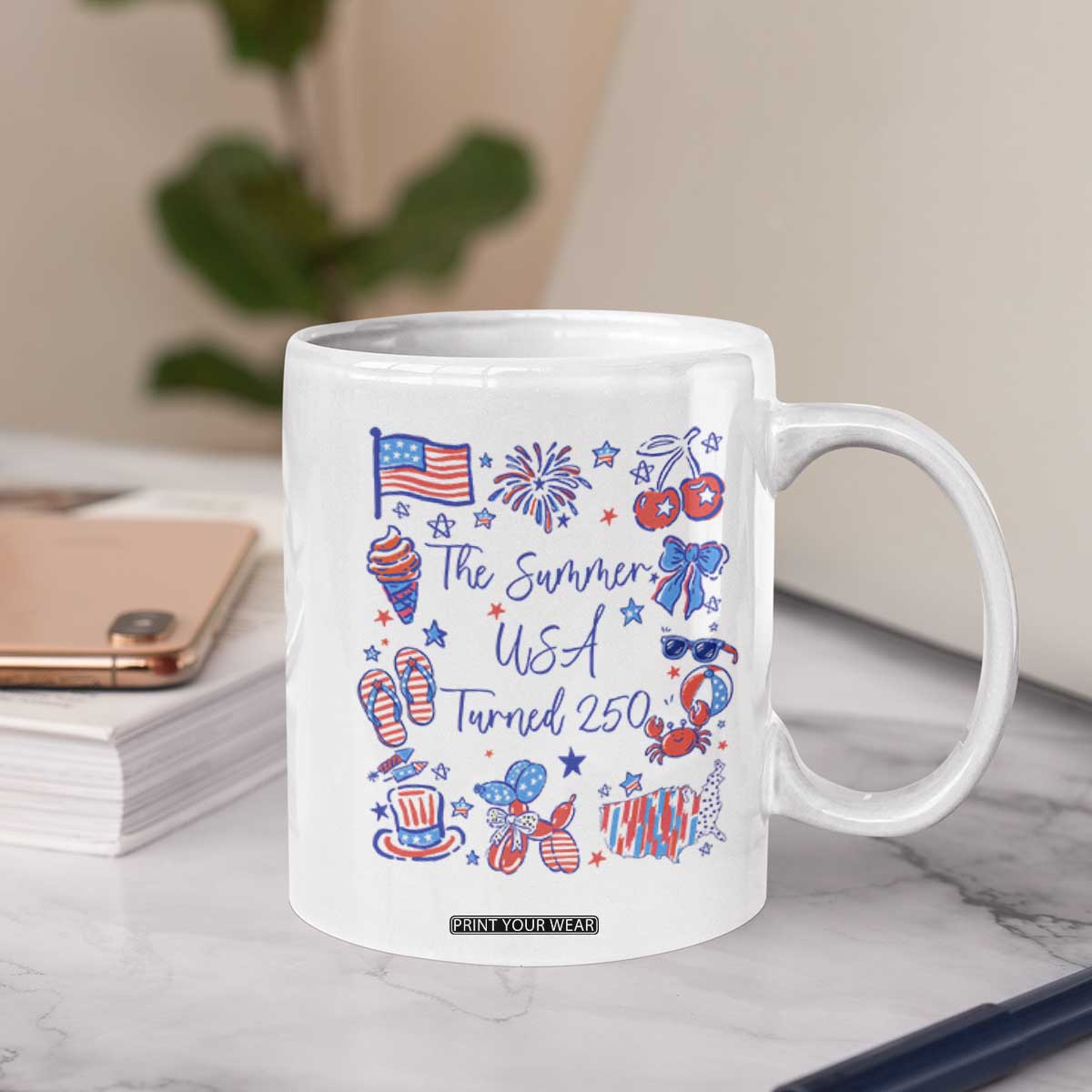 The Summer USA Turned 250 1776 2026 4th of July Coffee Mug TS11 Print Your Wear
