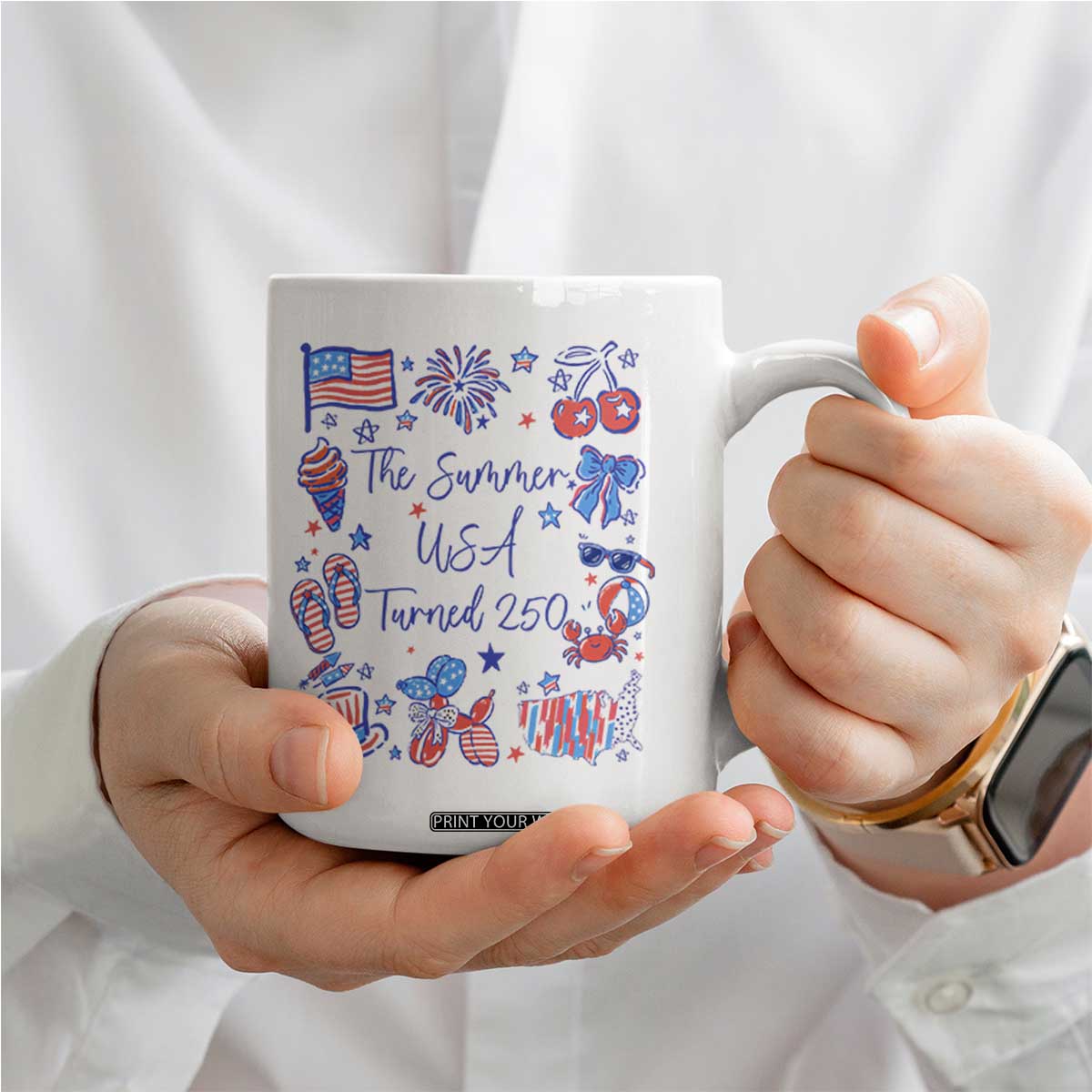 The Summer USA Turned 250 1776 2026 4th of July Coffee Mug TS11 Print Your Wear