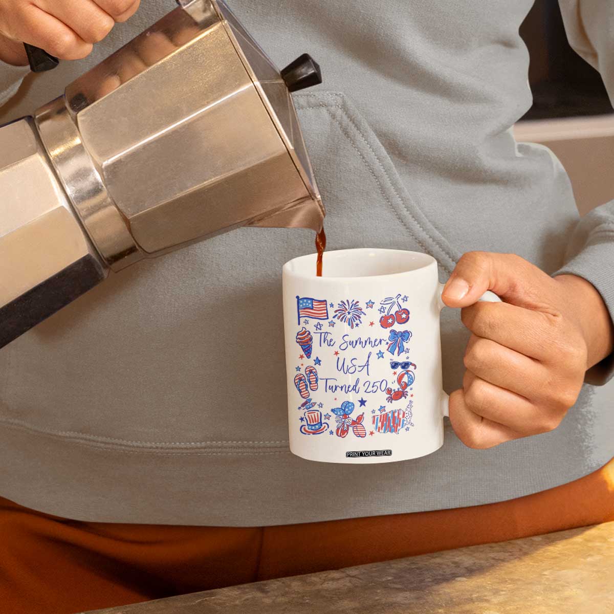 The Summer USA Turned 250 1776 2026 4th of July Coffee Mug TS11 Print Your Wear