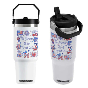 The Summer USA Turned 250 1776 2026 4th of July Flip Straw Tumbler TS11 One Size: 30 oz White Print Your Wear