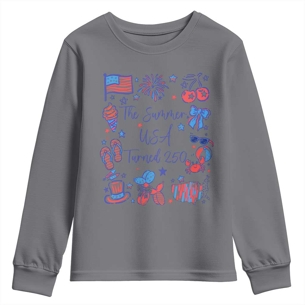 The Summer USA Turned 250 1776 2026 4th of July Youth Sweatshirt TS11 Charcoal Print Your Wear