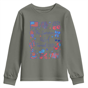 The Summer USA Turned 250 1776 2026 4th of July Youth Sweatshirt TS11 Military Green Print Your Wear