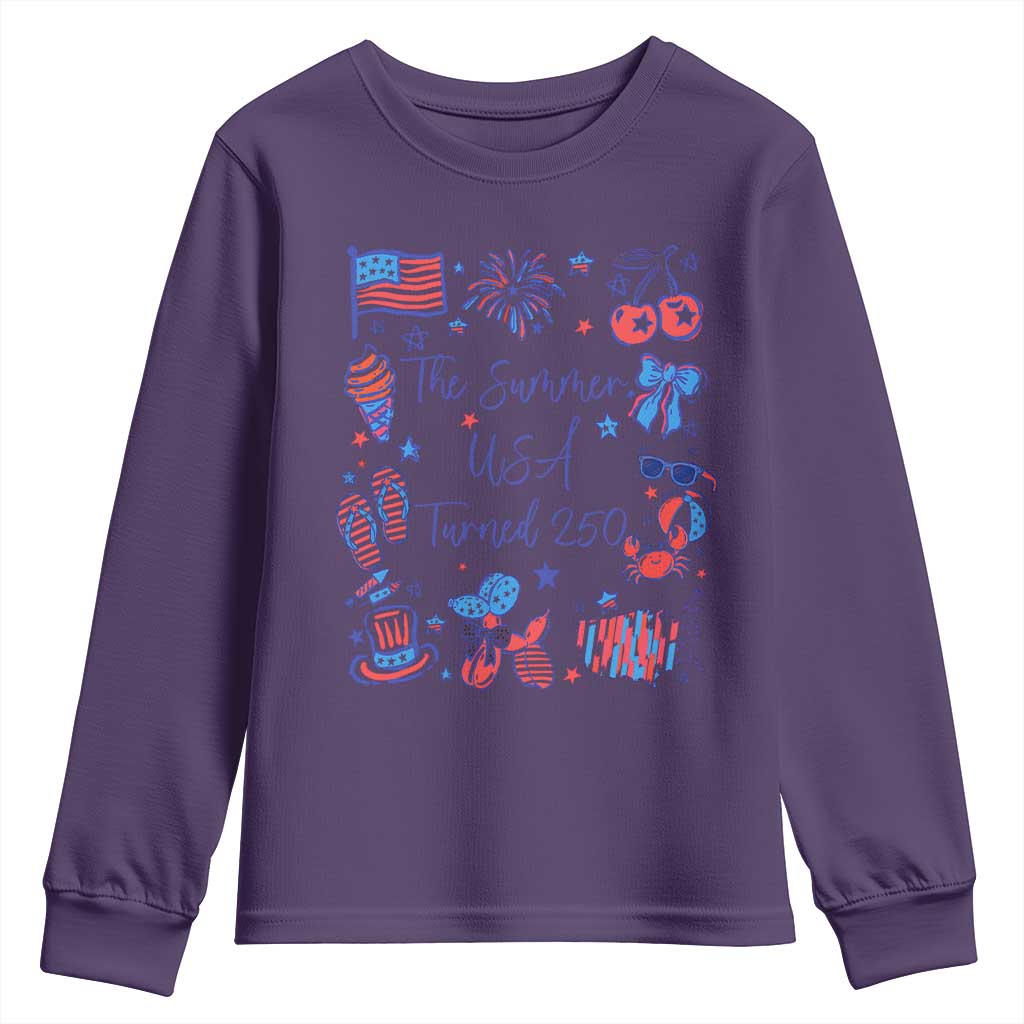 The Summer USA Turned 250 1776 2026 4th of July Youth Sweatshirt TS11 Purple Print Your Wear