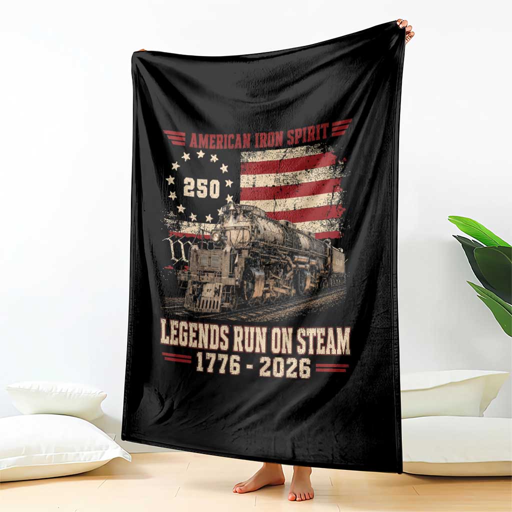 Train USA 250th Anniversary Throw Blanket American Iron Spirit Steam Locomotive Railroad Train Engine TS11 Print Your Wear