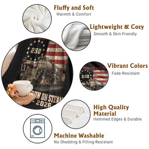 Train USA 250th Anniversary Throw Blanket American Iron Spirit Steam Locomotive Railroad Train Engine TS11 Print Your Wear