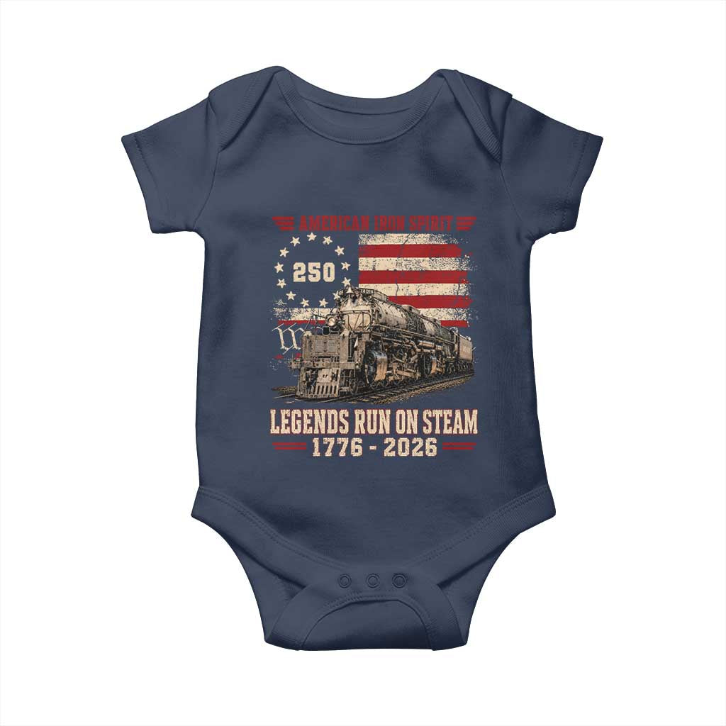 Train USA 250th Anniversary Baby Onesie American Iron Spirit Steam Locomotive Railroad Train Engine TS11 Navy Print Your Wear