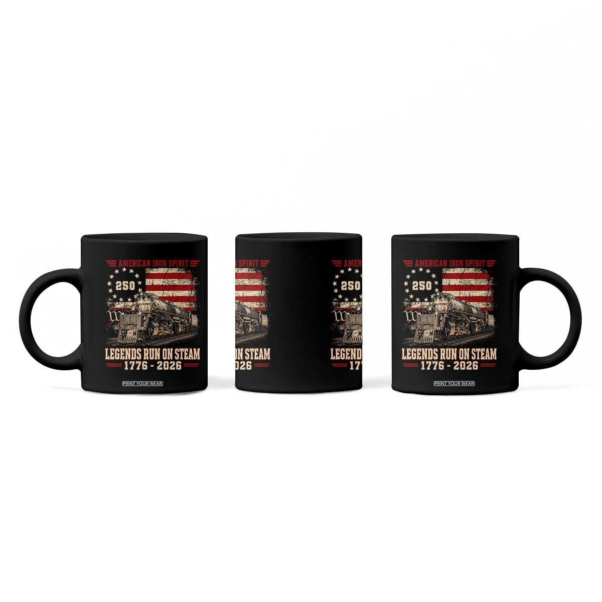 Train USA 250th Anniversary Coffee Mug American Iron Spirit Steam Locomotive Railroad Train Engine TS11 Print Your Wear