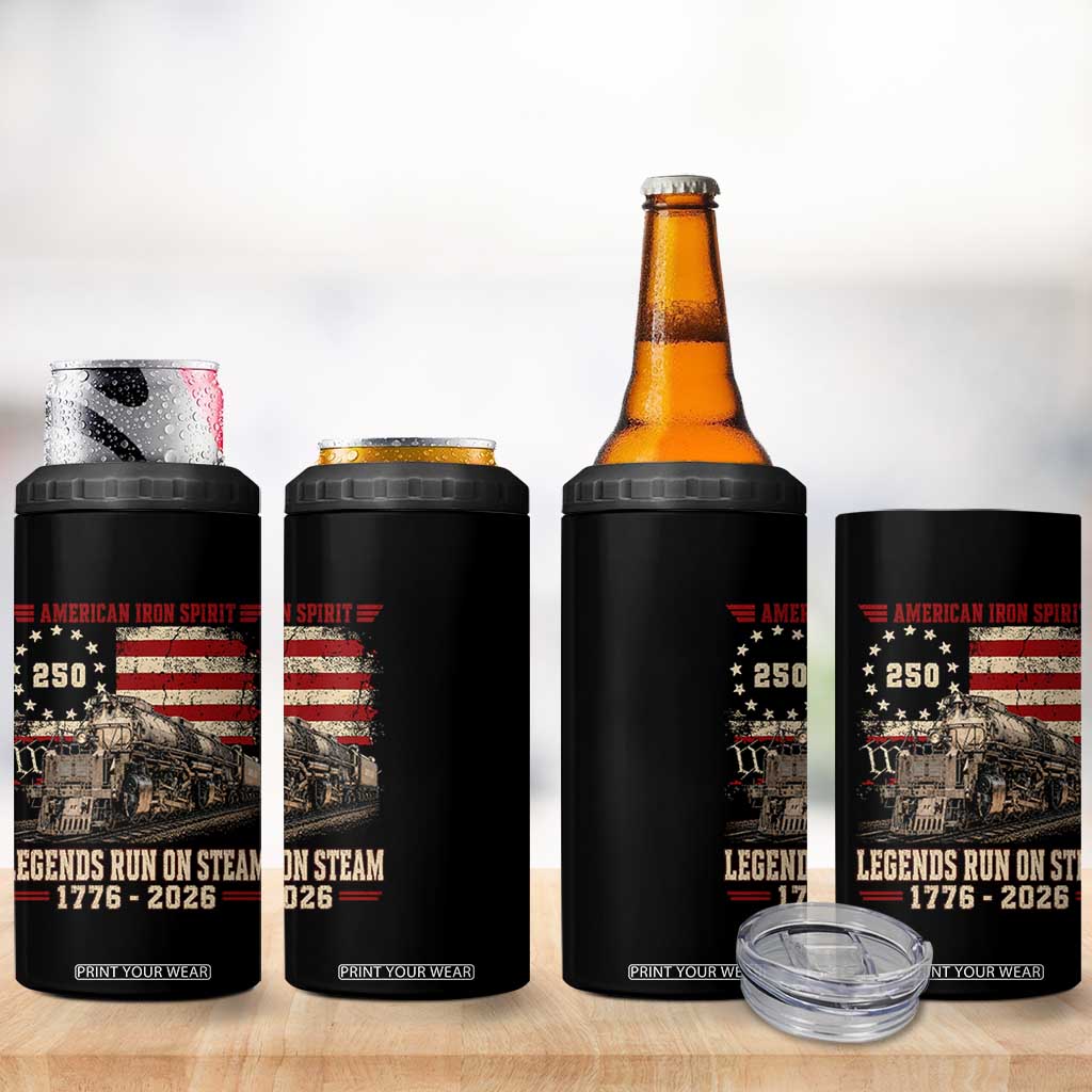 Train USA 250th Anniversary 4 in 1 Can Cooler Tumbler American Iron Spirit Steam Locomotive Railroad Train Engine TS11 Print Your Wear