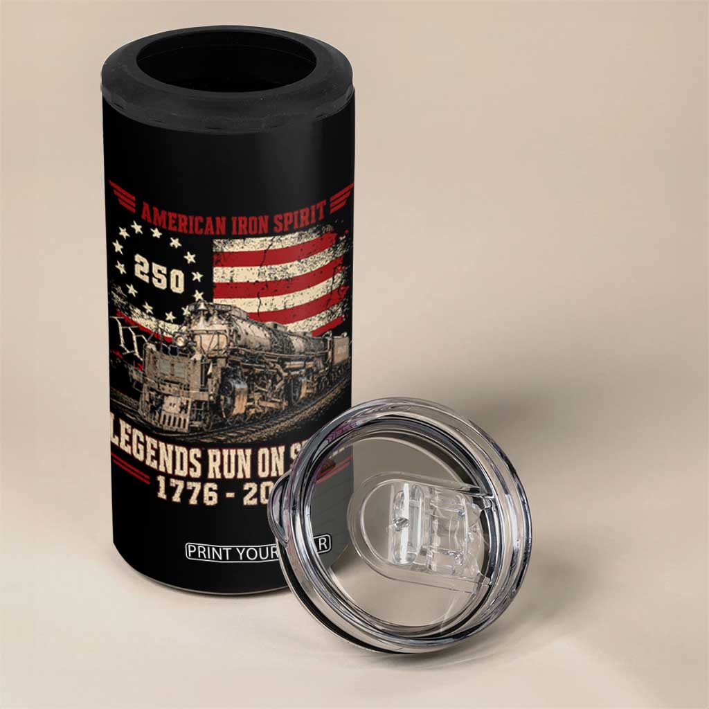 Train USA 250th Anniversary 4 in 1 Can Cooler Tumbler American Iron Spirit Steam Locomotive Railroad Train Engine TS11 Print Your Wear