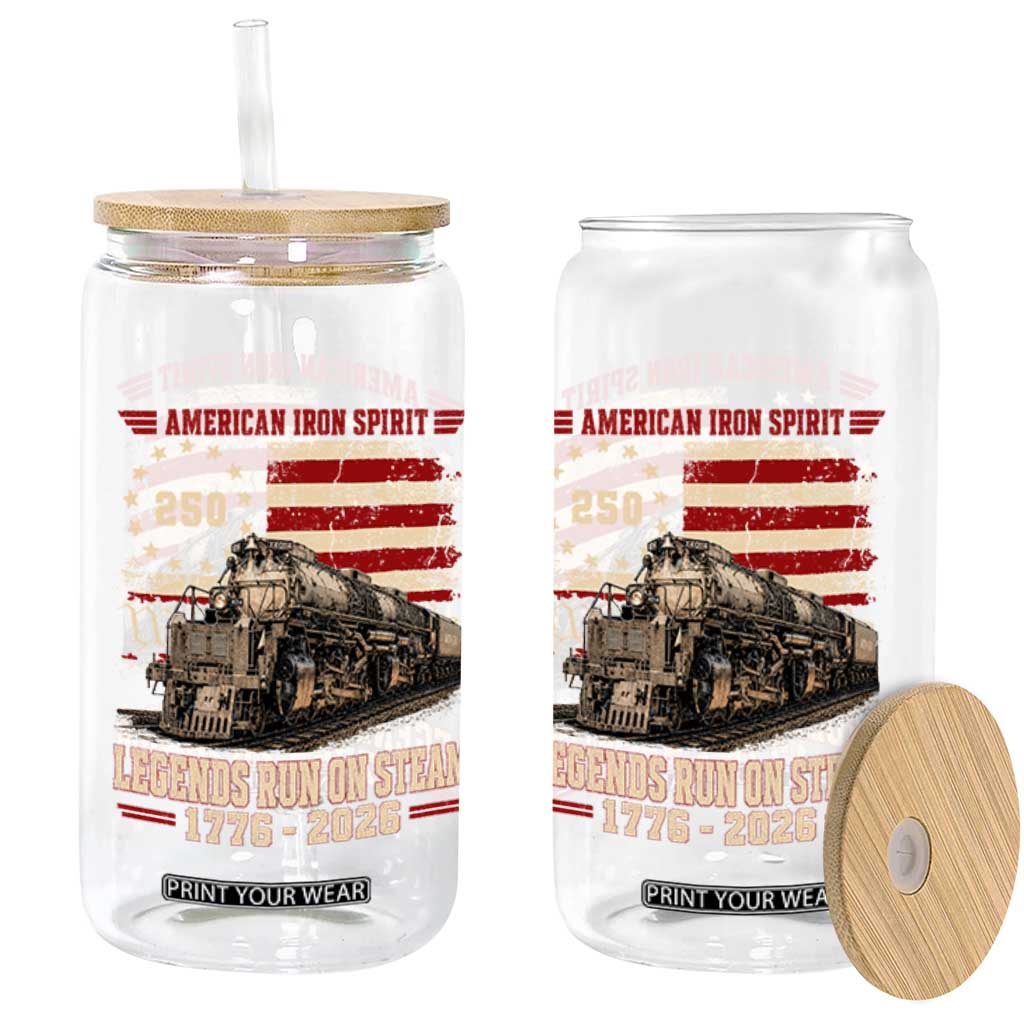 Train USA 250th Anniversary Glass Can American Iron Spirit Steam Locomotive Railroad Train Engine TS11 Print Your Wear