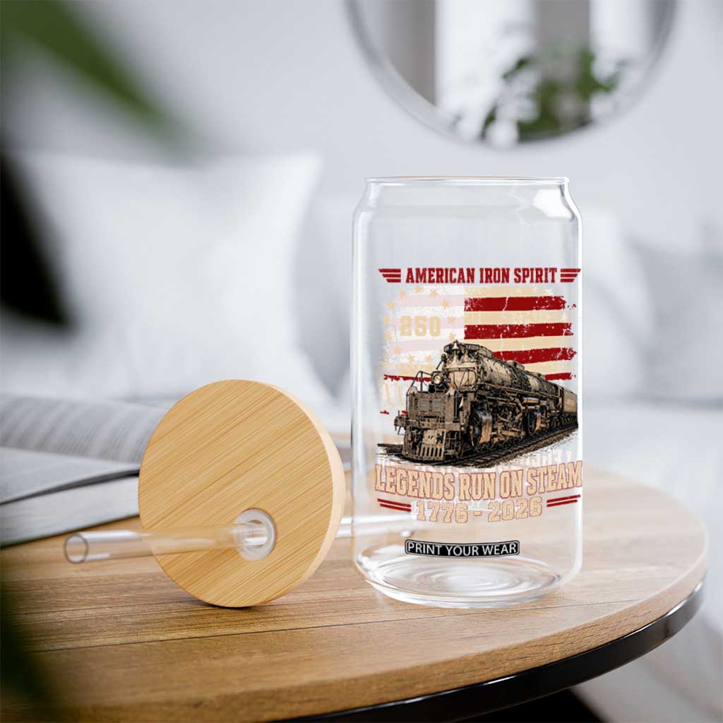 Train USA 250th Anniversary Glass Can American Iron Spirit Steam Locomotive Railroad Train Engine TS11 Print Your Wear