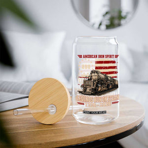 Train USA 250th Anniversary Glass Can American Iron Spirit Steam Locomotive Railroad Train Engine TS11 Print Your Wear