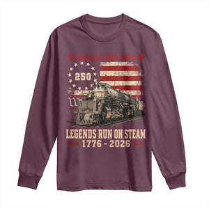 Train USA 250th Anniversary Long Sleeve Shirt American Iron Spirit Steam Locomotive Railroad Train Engine TS11 Maroon Print Your Wear