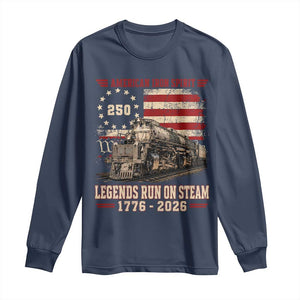 Train USA 250th Anniversary Long Sleeve Shirt American Iron Spirit Steam Locomotive Railroad Train Engine TS11 Navy Print Your Wear
