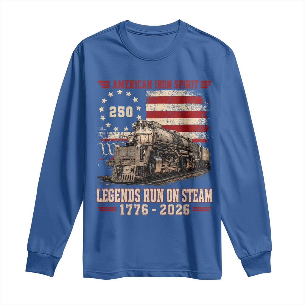 Train USA 250th Anniversary Long Sleeve Shirt American Iron Spirit Steam Locomotive Railroad Train Engine TS11 Royal Blue Print Your Wear
