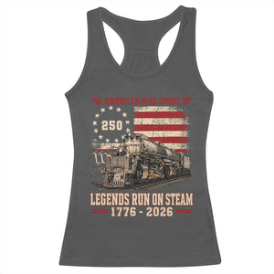 Train USA 250th Anniversary Racerback Tank Top American Iron Spirit Steam Locomotive Railroad Train Engine TS11 Dark Heather Print Your Wear