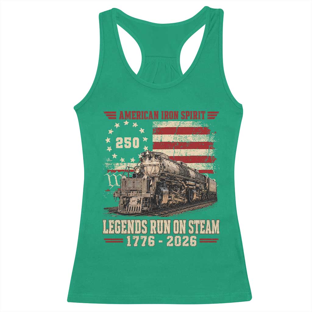 Train USA 250th Anniversary Racerback Tank Top American Iron Spirit Steam Locomotive Railroad Train Engine TS11 Irish Green Print Your Wear