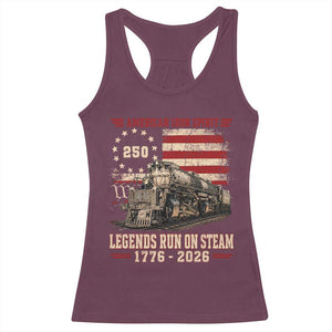 Train USA 250th Anniversary Racerback Tank Top American Iron Spirit Steam Locomotive Railroad Train Engine TS11 Maroon Print Your Wear