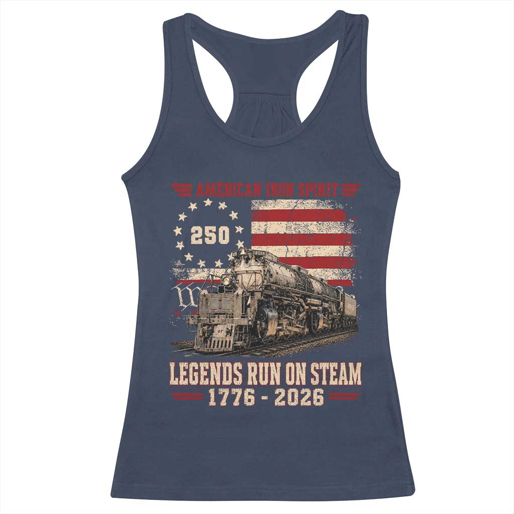 Train USA 250th Anniversary Racerback Tank Top American Iron Spirit Steam Locomotive Railroad Train Engine TS11 Navy Print Your Wear