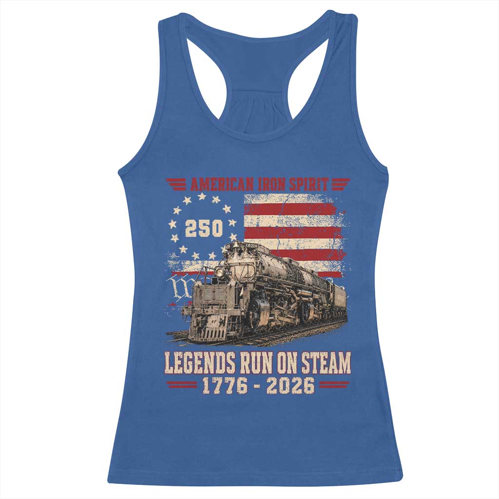 Train USA 250th Anniversary Racerback Tank Top American Iron Spirit Steam Locomotive Railroad Train Engine TS11 Royal Blue Print Your Wear
