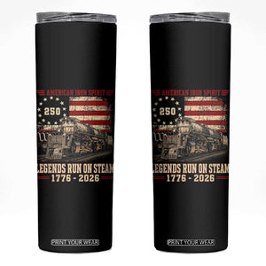 Train USA 250th Anniversary Skinny Tumbler American Iron Spirit Steam Locomotive Railroad Train Engine TS11 Black Print Your Wear