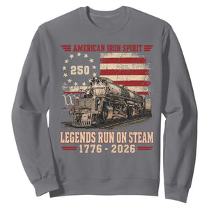 Train USA 250th Anniversary Sweatshirt American Iron Spirit Steam Locomotive Railroad Train Engine TS11 Charcoal Print Your Wear