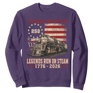 Train USA 250th Anniversary Sweatshirt American Iron Spirit Steam Locomotive Railroad Train Engine TS11 Purple Print Your Wear