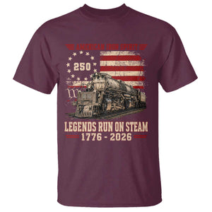 Train USA 250th Anniversary T Shirt American Iron Spirit Steam Locomotive Railroad Train Engine TS11 Maroon Print Your Wear