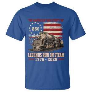 Train USA 250th Anniversary T Shirt American Iron Spirit Steam Locomotive Railroad Train Engine TS11 Royal Blue Print Your Wear