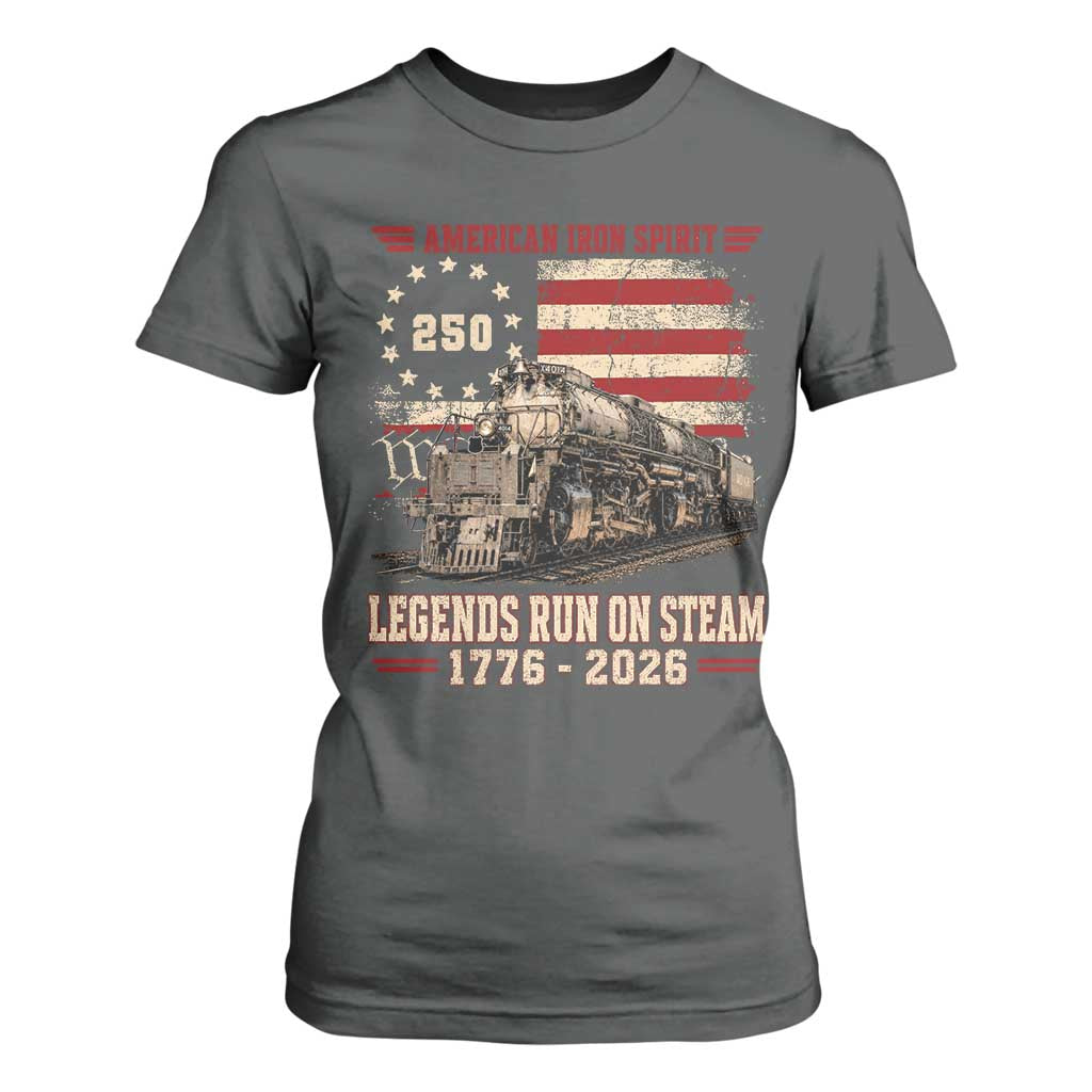 Train USA 250th Anniversary T Shirt For Women American Iron Spirit Steam Locomotive Railroad Train Engine TS11 Dark Heather Print Your Wear