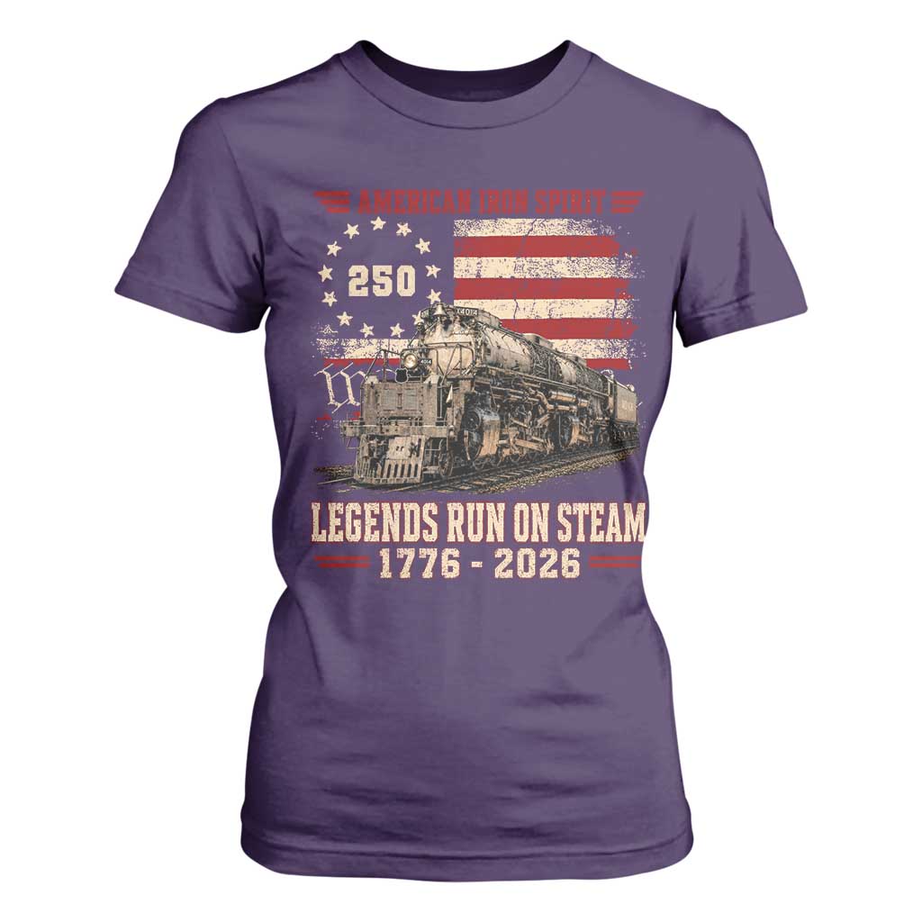 Train USA 250th Anniversary T Shirt For Women American Iron Spirit Steam Locomotive Railroad Train Engine TS11 Purple Print Your Wear