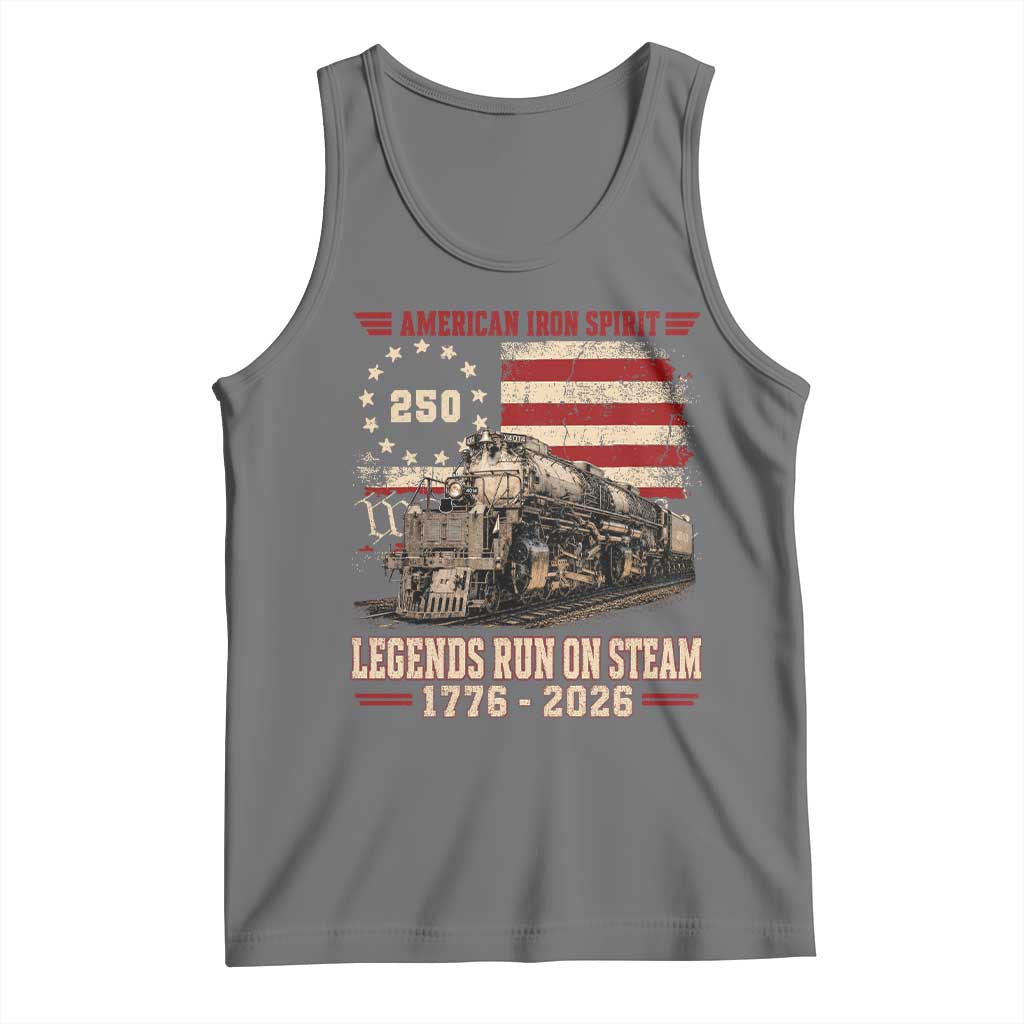 Train USA 250th Anniversary Tank Top American Iron Spirit Steam Locomotive Railroad Train Engine TS11 Black Heather Print Your Wear