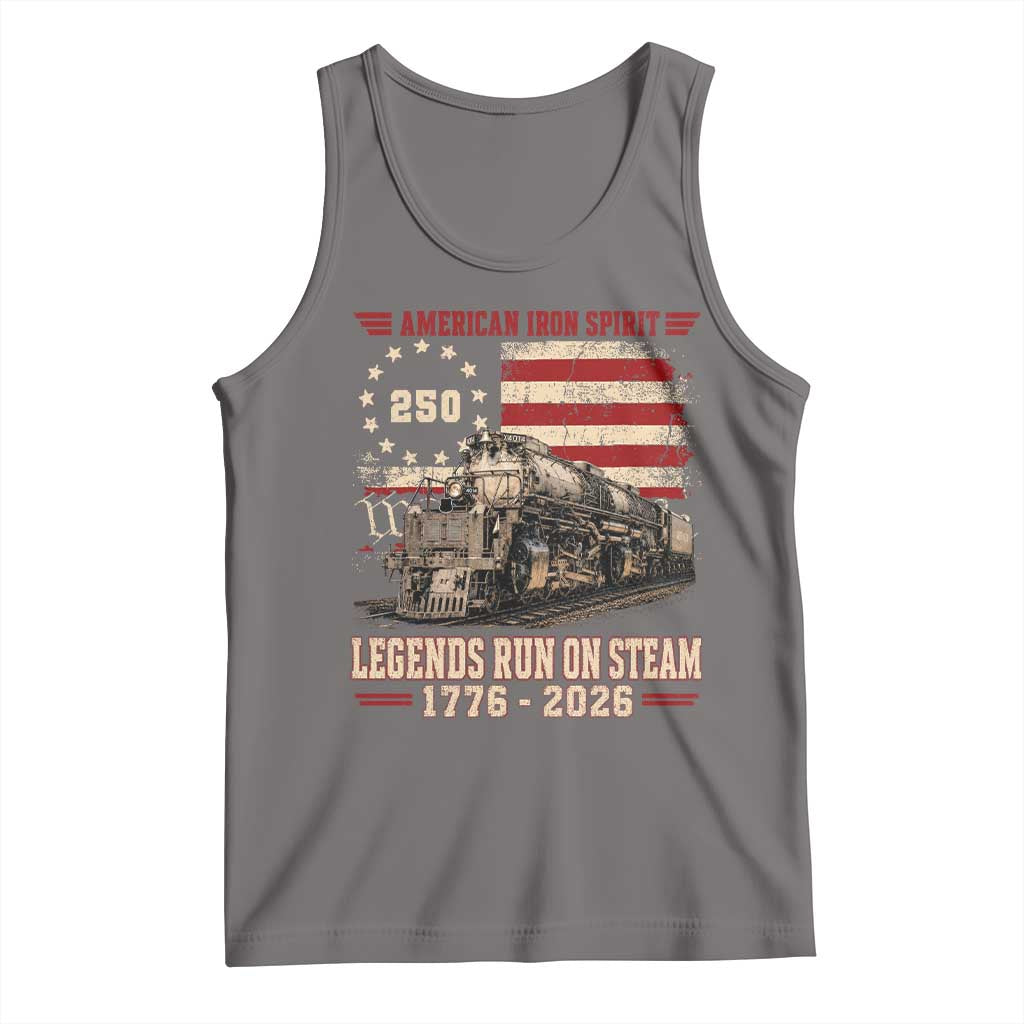 Train USA 250th Anniversary Tank Top American Iron Spirit Steam Locomotive Railroad Train Engine TS11 Deep Heather Print Your Wear
