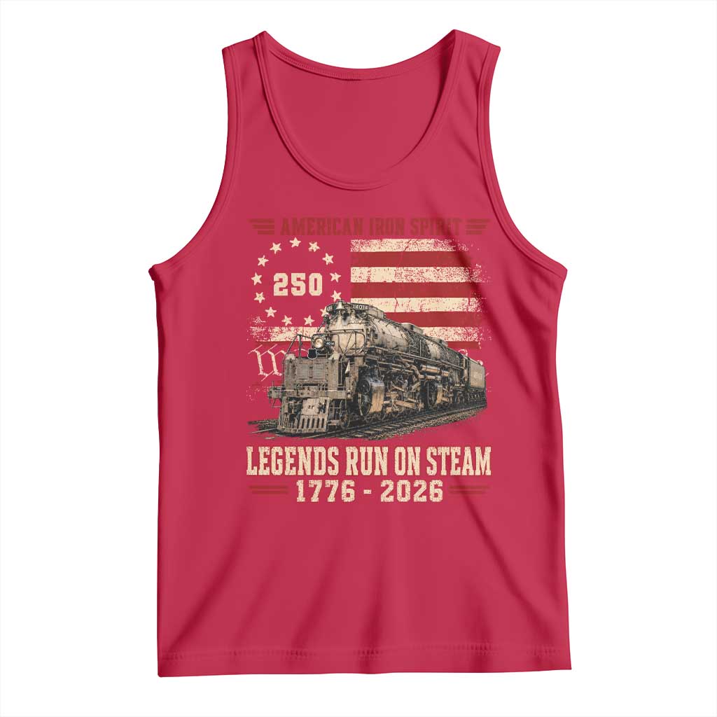 Train USA 250th Anniversary Tank Top American Iron Spirit Steam Locomotive Railroad Train Engine TS11 Red Print Your Wear