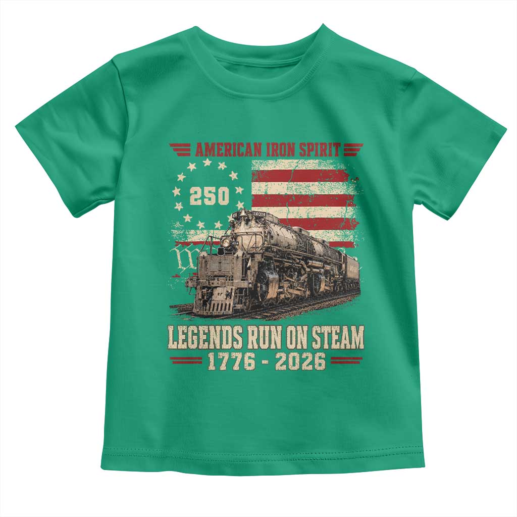 Train USA 250th Anniversary Toddler T Shirt American Iron Spirit Steam Locomotive Railroad Train Engine TS11 Irish Green Print Your Wear