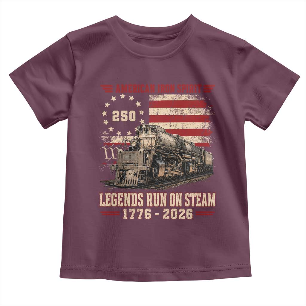 Train USA 250th Anniversary Toddler T Shirt American Iron Spirit Steam Locomotive Railroad Train Engine TS11 Maroon Print Your Wear