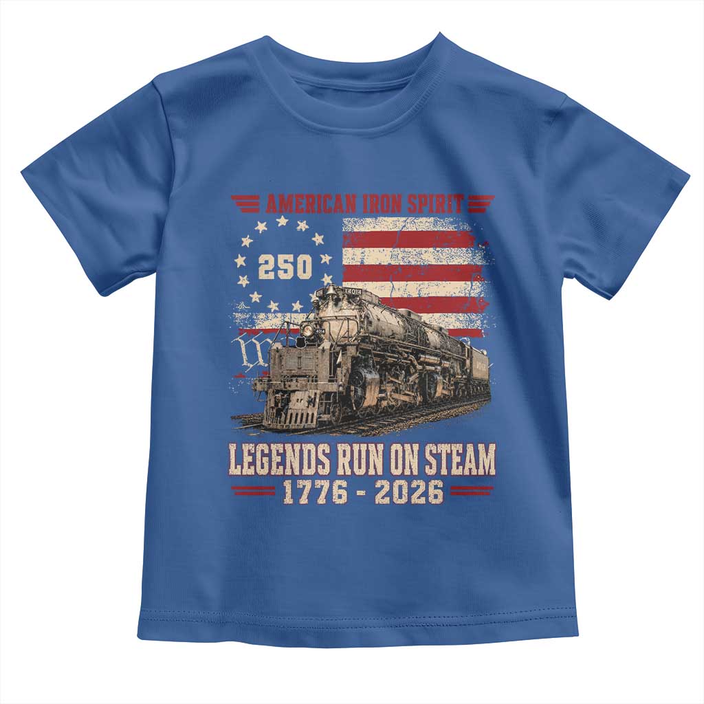 Train USA 250th Anniversary Toddler T Shirt American Iron Spirit Steam Locomotive Railroad Train Engine TS11 Royal Blue Print Your Wear
