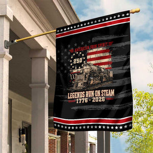 Train USA 250th Anniversary Patriotic Garden Flag American Iron Spirit Steam Locomotive Railroad Train Engine TS11 Distressed Black Red Print Your Wear