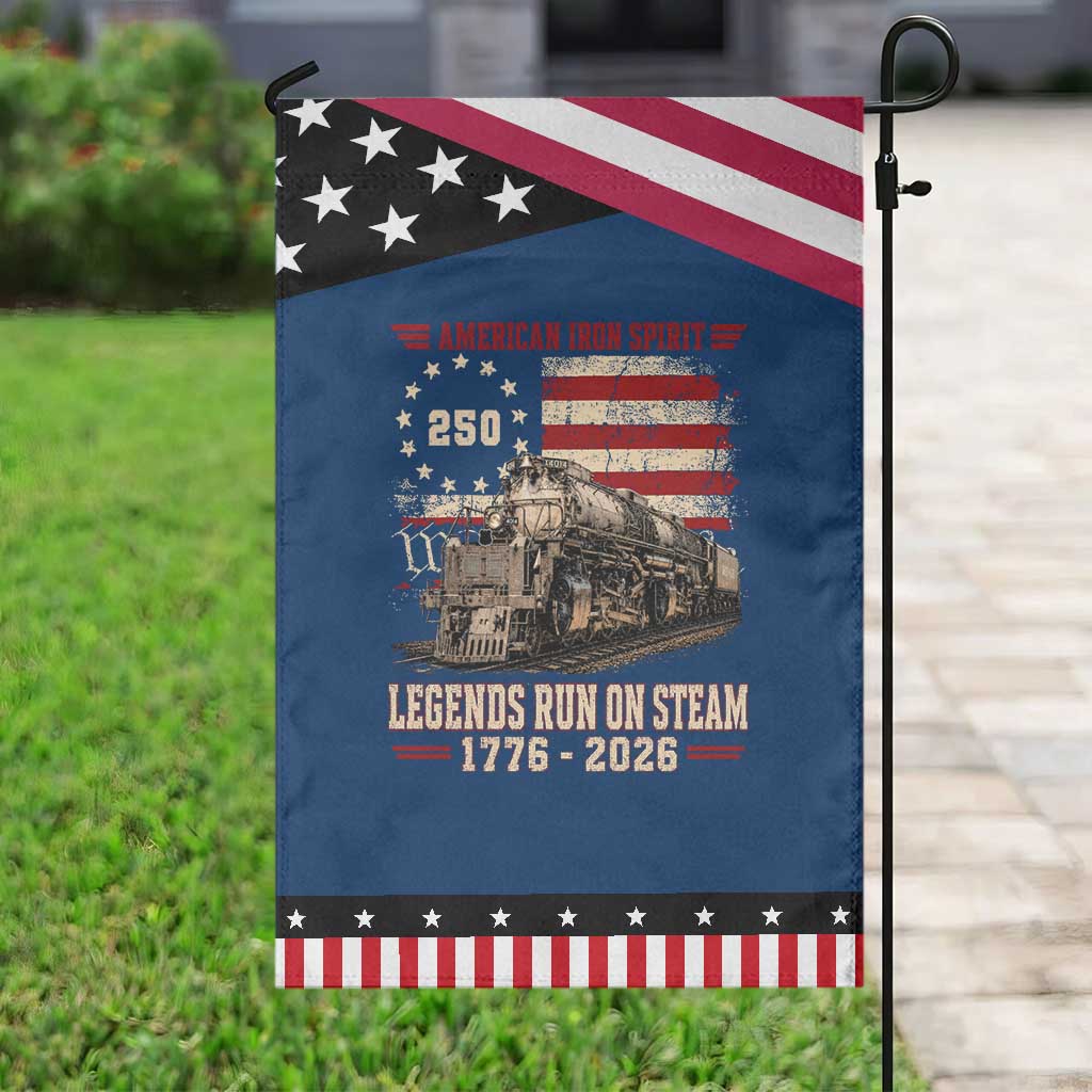 Train USA 250th Anniversary Patriotic Garden Flag American Iron Spirit Steam Locomotive Railroad Train Engine TS11 Classic Blue Black Print Your Wear