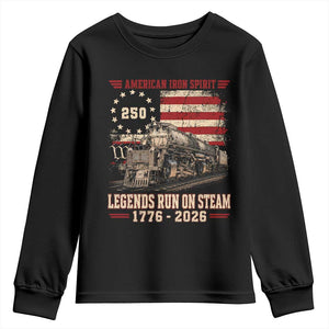Train USA 250th Anniversary Youth Sweatshirt American Iron Spirit Steam Locomotive Railroad Train Engine TS11 Black Print Your Wear